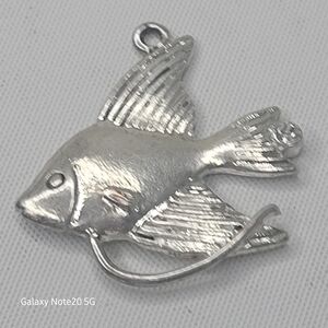Vintage Angelfish Sterling Silver Aquarium Tropical Fish Charm Pendant - 3.45g